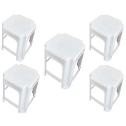 Kit 5 Bancos Plástico Banquinho Branco Infantil 34cm - 1
