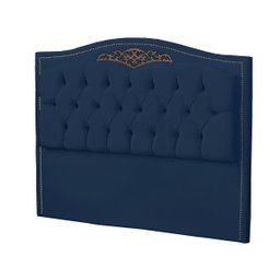 Kit Cabeceira e Calçadeira Baú Maitê Solteiro 90cm Veludo Azul Marinho - Montanaris Decor Md Montana - 3