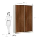 Ver imagem 2 de Guarda-roupa 2 Portas De Correr 160Cm Crema Nogueira Dourado