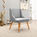 Ver imagem 2 de Kit 3 Cadeiras Decorativas Sala de Jantar Pés Palito de Madeira Firenze Suede Cinza/Natural G19 - Gr