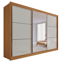 Ver imagem 3 de Guarda Roupa com Espelho Casal 3 Portas 6 Gavetas 100% MDF Miami Marrom/Cinamomo/Off White