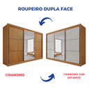 Ver imagem 7 de Guarda Roupa com Espelho Casal 3 Portas 6 Gavetas 100% MDF Miami Marrom/Cinamomo/Off White