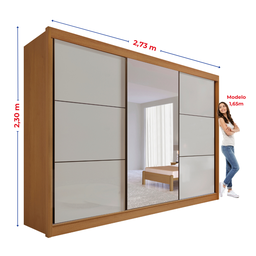 Guarda Roupa com Espelho Casal 3 Portas 6 Gavetas 100% Mdf Miami - 6