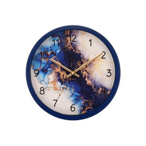 Relógio Parede Alumínio Azul Marinho Marmorizado 30 Cm 6737 Azul