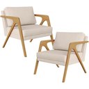 Ver imagem 1 de Kit 02 Poltronas Estrutura De Madeira Suede Bege