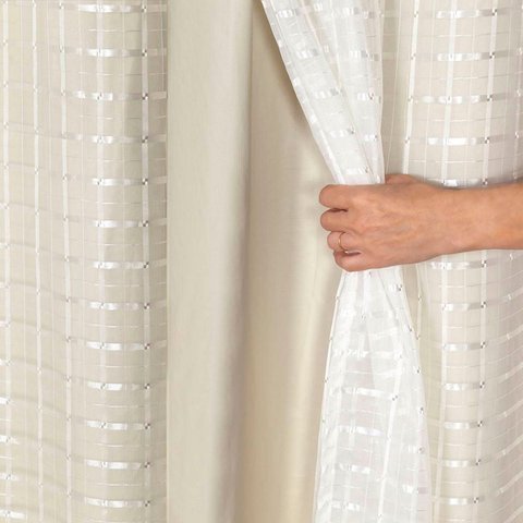Cortina Blackout Pvc com Voil Xadrez 2,80m X 1,60m - Bege