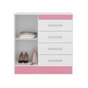 Ver imagem 3 de Cômoda Sapateira Austin 4 Gavetas Branco/ Rosa Flex para Quarto
