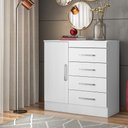 Ver imagem 2 de Cômoda Sapateira Austin 4 Gavetas Branco/ Rosa Flex para Quarto