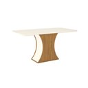 Ver imagem 3 de Mesa de Jantar 160x90cm Tampo Vidro/MDF Luiza Bege/Nature/Off White