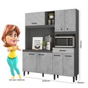 Ver imagem 3 de Kit Cozinha Compacta Alecrim Nicioli - Chumbo/concreto/ripado Cinza