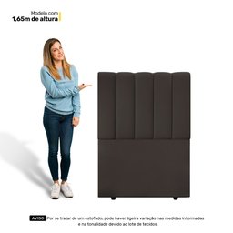 Cabeceira Cama Box Solteiro Kharla 90cm Veludo Marrom - Desk Design - 3