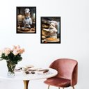 Ver imagem 2 de Kit 2 Quadros Cozinha Gatos Chefs 45x34cm - com Vidro:moldura Branca