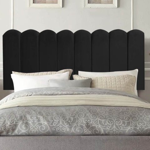 Painel Estofado Luxo Nuvem Alanis 195cm King Size para Cama Box Corino Preto - Gat Magazine