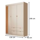 Ver imagem 3 de Guarda Roupa Infantil Ayla 3 Portas Off White - Phoenix