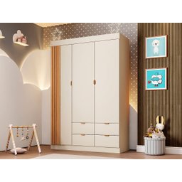 Guarda Roupa Infantil Ayla 3 Portas Off White - Phoenix - 4