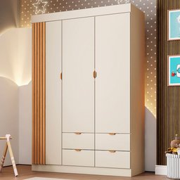 Guarda Roupa Infantil Ayla 3 Portas Off White - Phoenix - 5