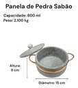 Ver imagem 3 de Jogo Panelas Pedra Sabão c/ Pressão 4LTS e Grelha - 10 Peças Curado