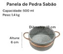 Ver imagem 2 de Jogo Panelas Pedra Sabão c/ Pressão 4LTS e Grelha - 10 Peças Curado