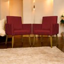 Ver mais imagens de Kit 12 Poltronas Decorativas Mari Pé Palito Castanho - Vermelho Suede