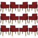 Ver imagem 1 de Kit 12 Poltronas Decorativas Mari Pé Palito Castanho - Vermelho Suede