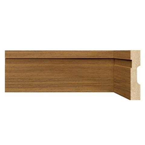 Kit Rodapé de MDF 10CMX15MMX2,40m 30 Barras com Friso 1002 Marrom/Cedro Frisado Moldufama