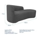 Ver imagem 3 de Recamier Curvo Orgânico 140cm 2 Lugares Lado Direito para Sala Estar em Linho Paris Cinza Escuro