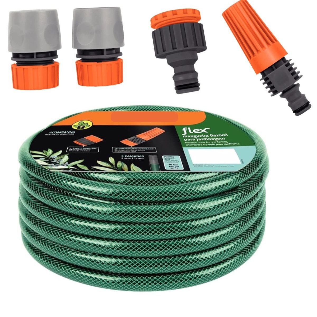 Kit 30m Mangueira Jardim Verde + Conjunto Engates Tramontina - 3