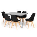 Ver imagem 1 de Conjunto Mesa de Jantar Hairpin 130x80 Volpi com 6 Cadeiras Eiffel Leda - Preto