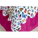Ver imagem 3 de Kit 5 Pçs Cobre Leito Colcha Casal Queen Belize com Babados: Borboletas Pink