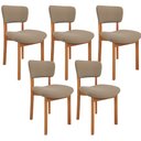Ver imagem 1 de Kit 05 Cadeiras para Sala de Jantar Cozinha Living Estofada Dara L02 Bouclê Bege - Lyam Decor