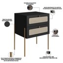 Ver imagem 4 de Cabeceira Casal Queen 160cm e 2 Mesas Laterais 2 Gavetas Industrial Indy A03 Nero