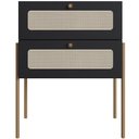 Ver imagem 2 de Cabeceira Casal Queen 160cm e 2 Mesas Laterais 2 Gavetas Industrial Indy A03 Nero
