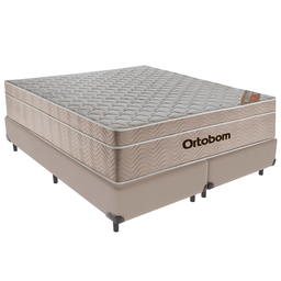 Cama Box Bipartido Queen Bege e Colchão Airtech Spring Pocket M. Ensacadas Ortobom - 1