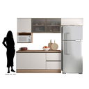 Ver imagem 7 de Cozinha Modulada Completa 6 Peças 6 Portas 3 Gavetas com Portas Vidro Fumê Etna Bege/Carvalho Oak/Off White