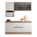 Ver imagem 3 de Cozinha Modulada Completa 5 Peças 5 Portas 3 Gavetas com Portas Vidro Fumê Etna Bege/Carvalho Oak/Off White