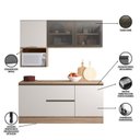 Ver imagem 6 de Cozinha Modulada Completa 5 Peças 5 Portas 3 Gavetas com Portas Vidro Fumê Etna Bege/Carvalho Oak/Off White