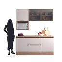Ver mais imagens de Cozinha Modulada Completa 5 Peças 5 Portas 3 Gavetas com Portas Vidro Fumê Etna Bege/Carvalho Oak/Off White