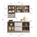 Ver imagem 4 de Cozinha Modulada Completa 5 Peças 5 Portas 3 Gavetas com Portas Vidro Fumê Etna Bege/Carvalho Oak/Off White