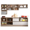 Ver mais imagens de Cozinha Modulada Completa 7 Portas 4 Gavetas com Balcão para Cooktop Etna Bege/Carvalho Oak/Off White