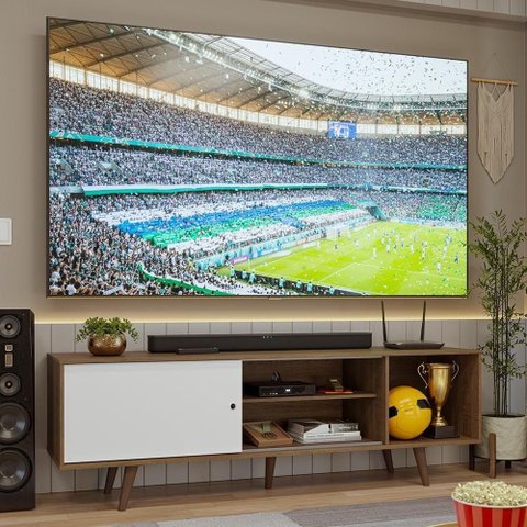 Rack para Tv até 80 Polegadas 160cm com Pés Rustic/branco/rustic Torino Madesa Rustic/branco