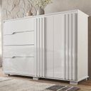 Ver imagem 1 de Cômoda para Quarto 4 Gavetas 2 Portas 147cm Texas Branco