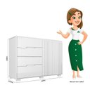 Ver imagem 3 de Cômoda para Quarto 4 Gavetas 2 Portas 147cm Texas Branco