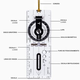 Bússola Direcional Dobrável Lorben para Mapa com Escala Régua Lupa Cordão Camping Sobrevivência - 9