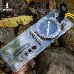 Bússola Direcional Dobrável Lorben para Mapa com Escala Régua Lupa Cordão Camping Sobrevivência - 12