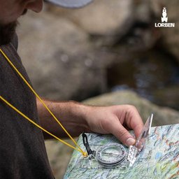 Bússola Direcional Dobrável Lorben para Mapa com Escala Régua Lupa Cordão Camping Sobrevivência - 3