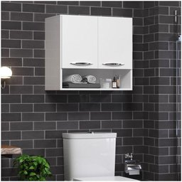 Armário Organizador Banheiro 60cm Branco Parede & 2 Porta - 2