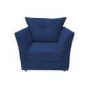 Ver imagem 3 de Kit Namoradeira + 2 Poltronas Decorativa Isis + 1 Puff Retangular Suede Azul Marinho Pés Madeira Mz 