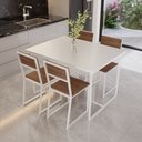 Ver imagem 1 de Conjunto Mesa de Jantar Retangular Branca 4 Cadeiras Imbuia Riviera Industrial Branco Don Castro Dec