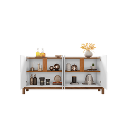 Aparador Buffet Armário Lizz 4 Portas 1,70 Pé Madeira Maciça:branco/cedro - 3