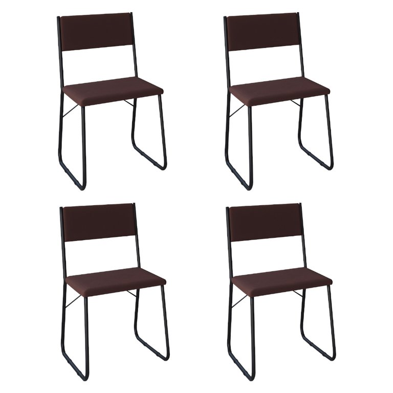 Kit 4 Cadeiras de Jantar Estofadas Angra - Marrom